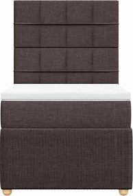 vidaXL Κρεβάτι Boxspring με Στρώμα Σκούρο Καφέ 90x190 εκ. Υφασμάτινο