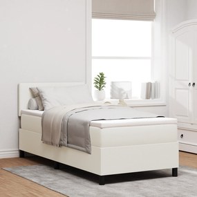 vidaXL Κρεβάτι Box Spring  με Στρώμα & LED Κρεμ 80x200 εκ Κορντούρα