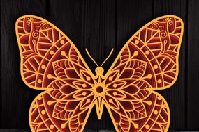 Σετ των 2 Intra απο ξύλο plywood 3mm-4mm πάχος 3D Multi-layer Butterfly Mandala Δίασταση 30x30 cm INTRAFABR-104193006