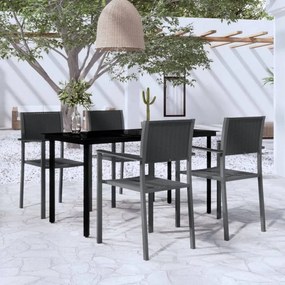 vidaXL Σετ Τραπεζαρίας Κήπου 5 Τεμαχίων Μαύρο
