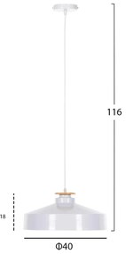 ΦΩΤΙΣΤΙΚΟ ΟΡΟΦΗΣ ΚΡΕΜΑΣΤΟ HM4159.02 ΛΕΥΚΟ ΜΕΤΑΛΛΙΚΟ ΚΑΠΕΛΟ Φ40x116Υεκ