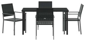 vidaXL Σέτ φαγητού για κήπο 5 pcs Μαύρο Ράτα PE