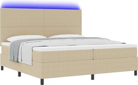vidaXL LED Κρεβάτι με βάθρο Ανοιχτό Γκρι και Λευκό 200 x 200 cm