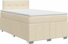 vidaXL Κρεβάτι box spring με στρώμα Κρεμ 120 x 190 cm Ύφασμα