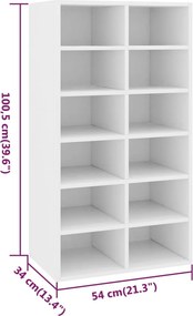vidaXL Παπουτσοθήκη Λευκή Δρυς 54x34x100,5 εκ. από Επεξεργασμένο Ξύλο