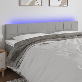 Κεφαλάρι Κρεβατιού LED Ανοιχτό Γκρι 200x5x78/88 εκ. Υφασμάτινο 3121634