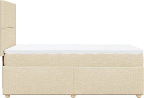 vidaXL Κρεβάτι Boxspring με Στρώμα Κρεμ 90x190 εκ.Υφασμάτινο