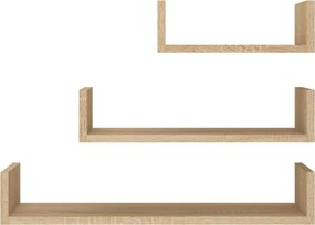 vidaXL Ράφια Τοίχου 3 τεμ. Χρώμα Sonoma Δρυς από Επεξεργασμένο Ξύλο