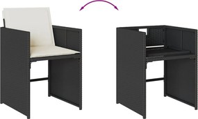 vidaXL Σετ Τραπεζαρίας Κήπου 9 τεμ Μαύρο από Συνθ. Ρατάν με Μαξιλάρια
