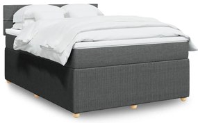 vidaXL Κρεβάτι Boxspring με Στρώμα Σκούρο Γκρι 140x190 εκ. Υφασμάτινο