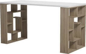 Γραφείο με ραφιέρα Labirent pakoworld sonoma-λευκό 140x60x75εκ