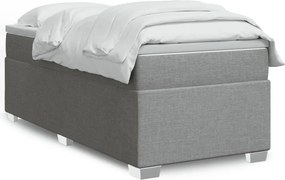 vidaXL Κρεβάτι Boxspring με Στρώμα Ανοιχτό Γκρι 90x190 εκ. Υφασμάτινο