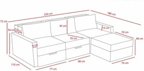 Γωνιακός Καναπές Κρεβάτι Ανθρακί SAROS 110x230x72
