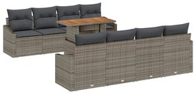 vidaXL Σετ Καναπέ Κήπου με αποθήκευση 9 pcs Γκρι Πολυ ράταν