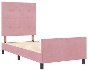 vidaXL Κρεβάτι Ροζ 100x200 εκ. Βελούδο