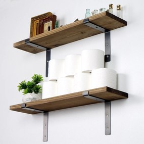 Ράφι Τοίχου Μαύρο / Καρυδί FLAUZAS 60x14x16