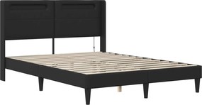 vidaXL Σκελετός κρεβατιού με στρώμα Μαύρο 120 x 190 cm Τεχνητό Δέρμα