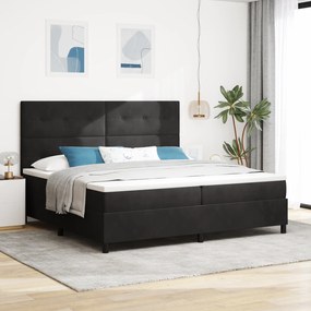 vidaXL κρεβάτι Box Spring με στρώμα & LED μαύρο 200x200 cm βελούδινο