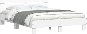 vidaXL Πλαίσιο Κρεβατιού με Κεφαλάρι Λευκό 150x200 εκ Επεξεργ. Ξύλο