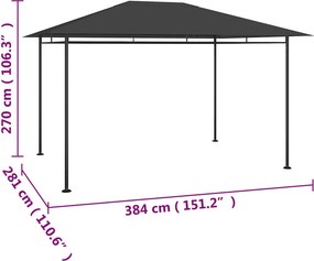 vidaXL Κιόσκι Ανθρακί 384x281x270 εκ. 180 γρ./μ²