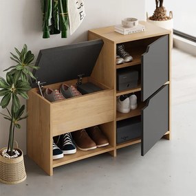 Παπουτσοθήκη Haven Megapap χρώμα sapphire oak - ανθρακί 101x35x80,4εκ.
