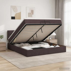 vidaXL Κρεβάτι Ottoman με στρώμα Σκούρο Καφέ 200 x 200 cm Ύφασμα