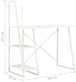 vidaXL Γραφείο με Ράφια Λευκό 102 x 50 x 117 εκ.