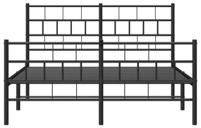 vidaXL Πλαίσιο Κρεβατιού με Κεφαλάρι&Ποδαρικό Μαύρο 150x200εκ. Μέταλλο