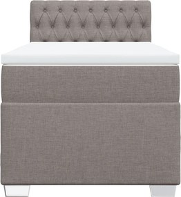 vidaXL Κρεβάτι Boxspring με Στρώμα Taupe 90x200 εκ. Υφασμάτινο