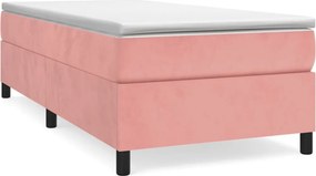 vidaXL Κρεβάτι Boxspring με Στρώμα Ροζ 90x190 εκ. Βελούδινο