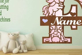 Σετ των 2 Intra απο ξύλο plywood 3mm-4mm πάχος – Unicorn Monogram Letter F Δίασταση 20x20 cm INTRAFABR-70818610