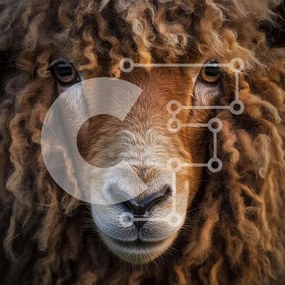 Intra Συλλεκτικό Ξύλινο Παζλ Plywood 4mm - Κοντινό πλάνο ενός σγουρού μάλλινου προβάτου Σε Ξύλινο Κουτί - Διαστάσεις: 10x10 cm – 25 κομμάτια