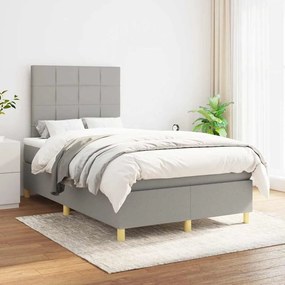 vidaXL Κρεβάτι Boxspring με Στρώμα Ανοιχτό Γκρι 120x190 εκ. Υφασμάτινο