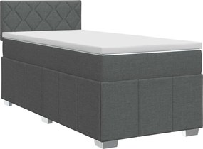 vidaXL Κρεβάτι box spring με στρώμα Σκούρο Γκρι 80 x 200 cm Ύφασμα