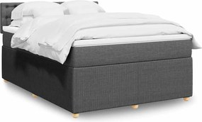 vidaXL Κρεβάτι Boxspring με Στρώμα Σκούρο Γκρι 140x200 εκ Υφασμάτινο