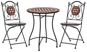 vidaXL Σετ Επίπλων Bistro «Μωσαϊκό» 3 τεμ. Τερακότα Κεραμικά Πλακίδια