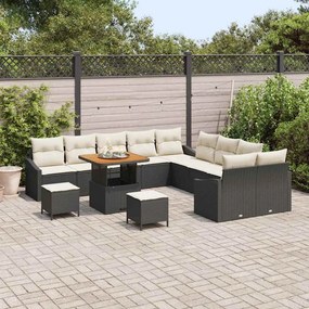 vidaXL Σετ Καναπέ Κήπου με μαξιλάρι 13 pcs Μαύρο Πολυ ράταν
