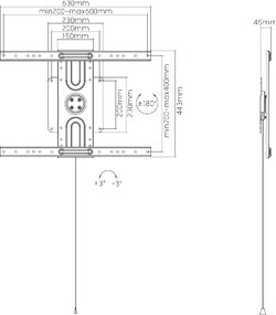 BRATECK επιτοίχια βάση τηλεόρασης LP69-46F , 37-80", έως 50kg