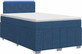 vidaXL Κρεβάτι box spring με στρώμα Μπλε 120 x 200 cm Ύφασμα