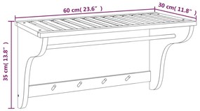 vidaXL Κρεμάστρα για Πετσέτες 60x30x35 εκ. από Μασίφ Ξύλο Καρυδιάς