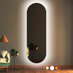 Stewehome Οβάλ Καθρέπτης με LED Φωτισμό 140x45x45 cm