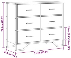 Συρταριέρα Γκρι Sonoma 91x35,5x74,5 εκ. από Επεξεργ. Ξύλο - Γκρι