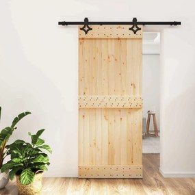 vidaXL Συρόμενη Πόρτα Φυσικό και Μαύρο 90 x 210 cm