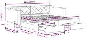 Καναπές Κρεβάτι Συρόμενος Σκούρο Γκρι 90x190 εκ Ύφασμα Συρτάρια - Γκρι