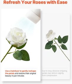 VEVOR 120 Pcs White Roses Artificial Flowers Realistic Bouquet Xmas Home Decor