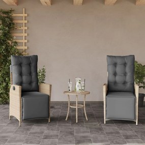 vidaXL Σετ Επίπλων Bistro 3 τεμ. Μικτό Μπεζ Συνθ. Ρατάν με Μαξιλάρια