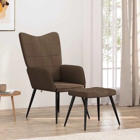 vidaXL Πολυθρόνα Relax Καφέ Υφασμάτινη με Σκαμπό