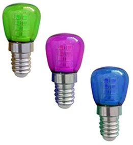 E14 LED 1W PURPLE-BLUE-GREEN 230VAC 60Lm 2835SMD Ra80 3PCS-PACK ACA ST26PBGP