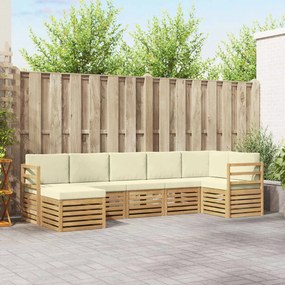 vidaXL Σειρά Καναπέ Εξωτερικού 7 pcs Λευκό και Κρεμ