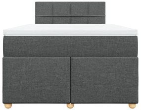 Κρεβάτι Boxspring με Στρώμα Σκούρο Γκρι 120x190 εκ Υφασμάτινο - Γκρι